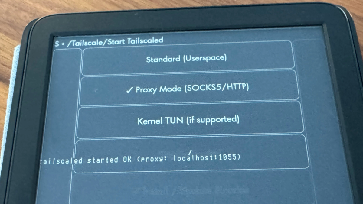 Kindle 显示 Tailscale KUAL 三种模式