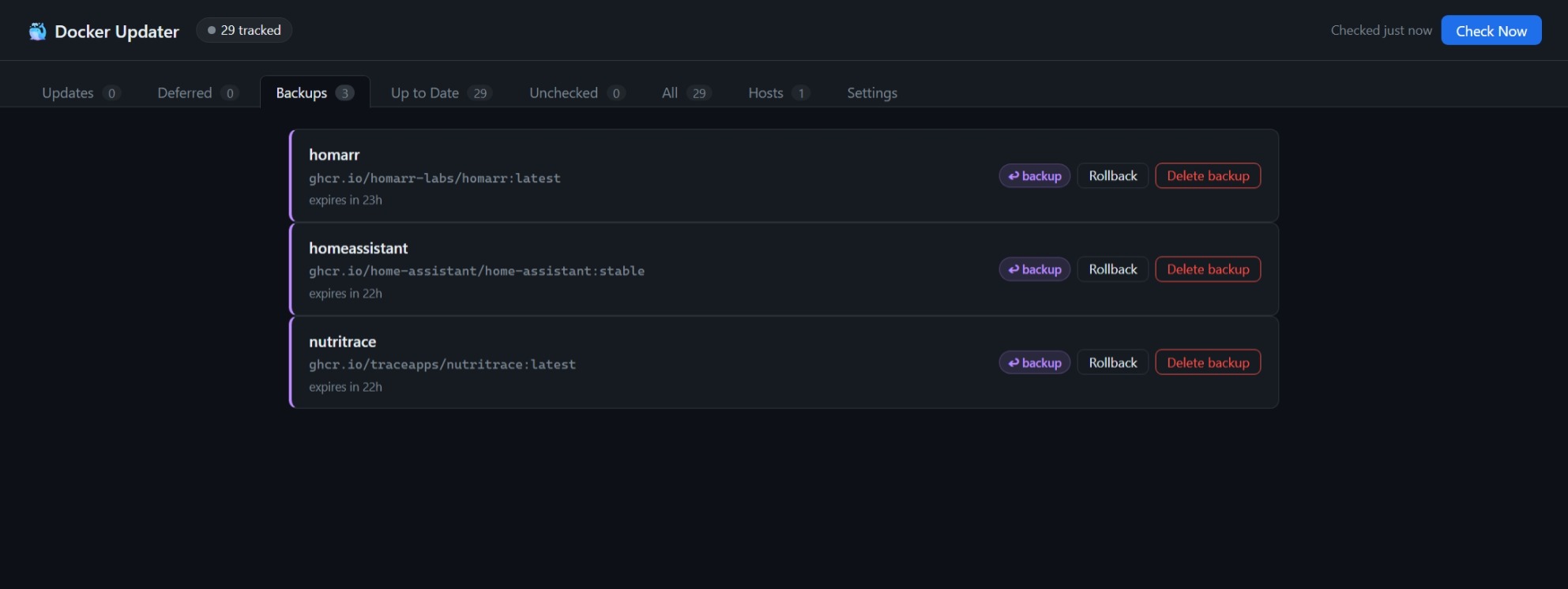 docker-updater 备份回滚
